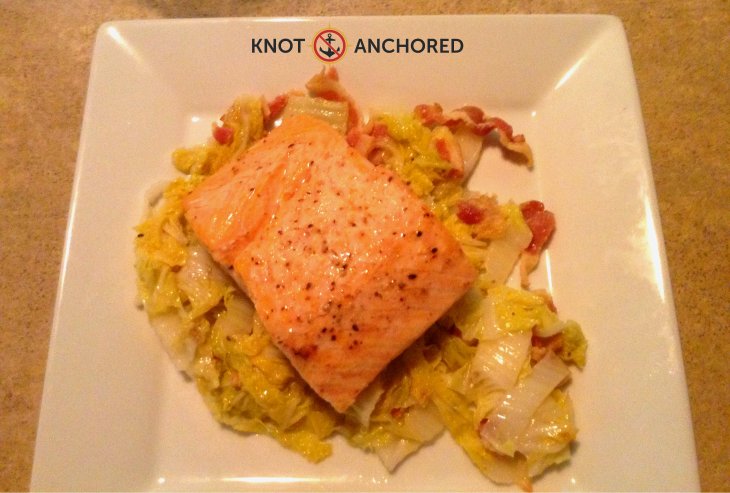 Delicious Braised Napa Cabbage with Perfect Salmon