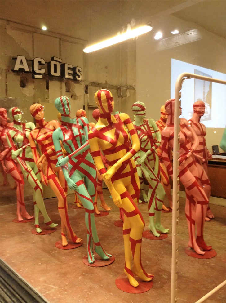 mannequins, colorful, leaning, art