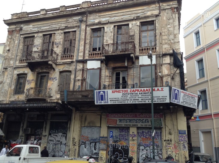 abandoned building, Athens, Graffitti