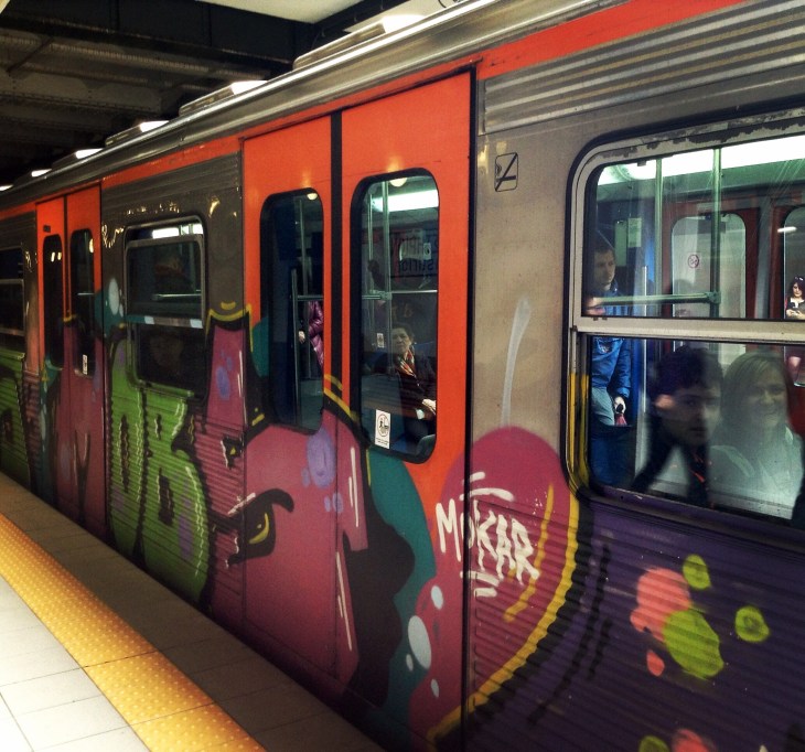 subway car, Greece, Athens, graffiti
