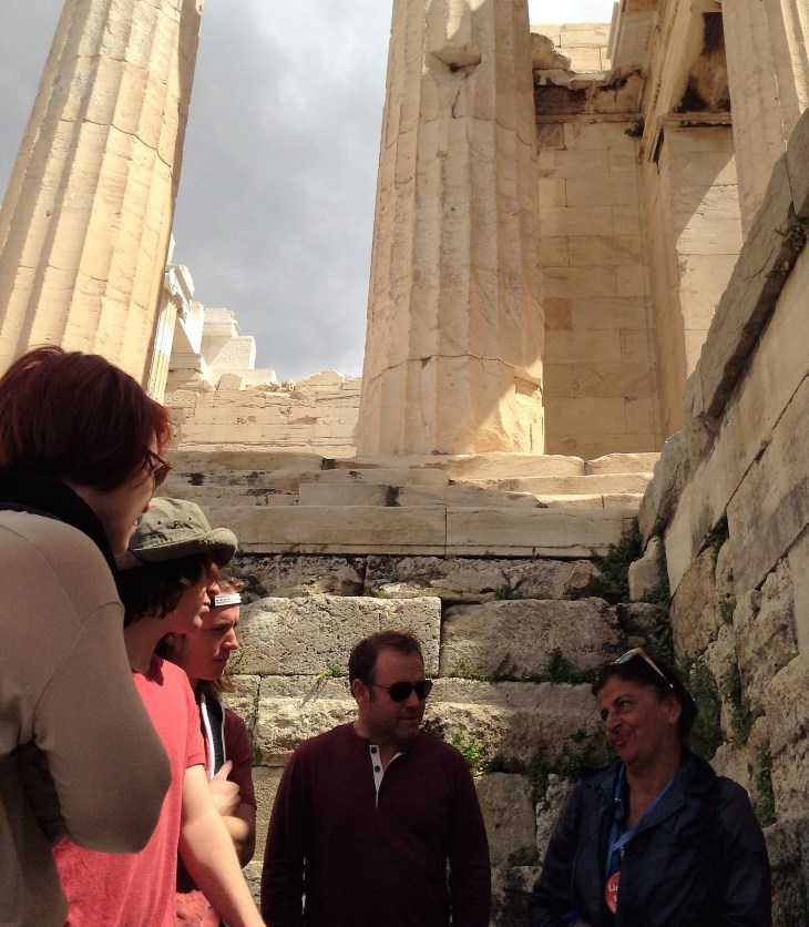 tour guide, Acropolis, Athens, columns