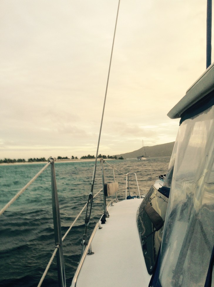 Catamaran, sand island, Carricou, palm trees