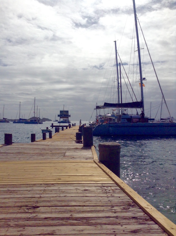 Dock, catamaran, waterfront, Caribbean 