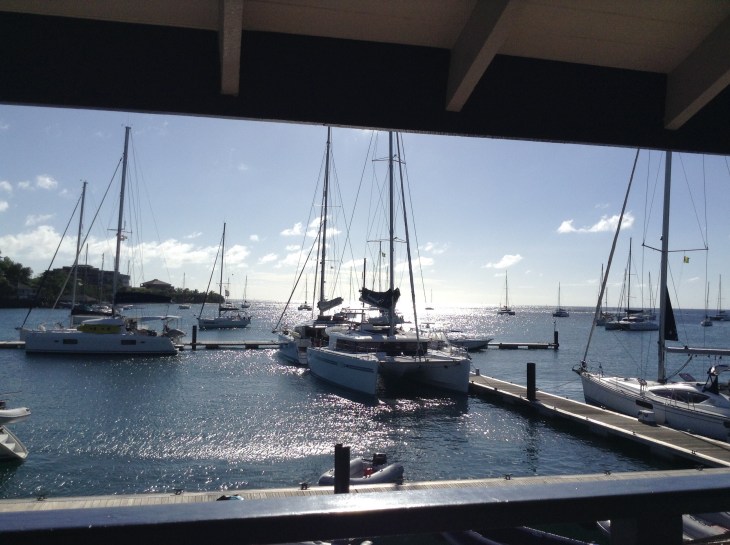 Blue lagoon Marina, catamarans, St Vincent, sparkly water