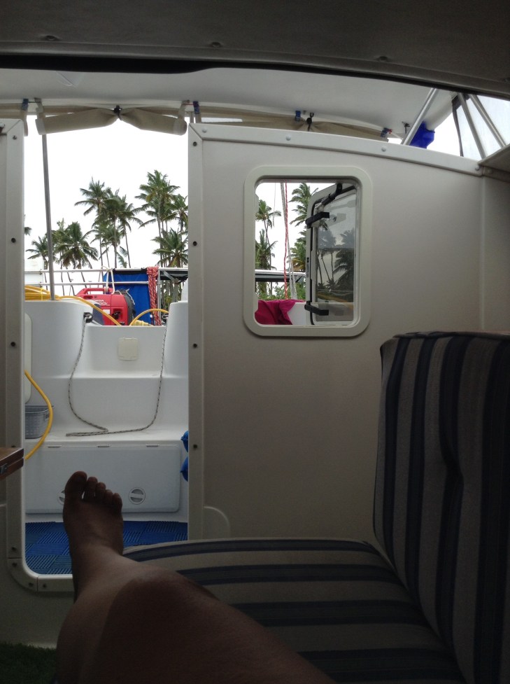 PDQ32, sailing catamaran, sailing vacation, palm trees, Marigot bay, St Lucia