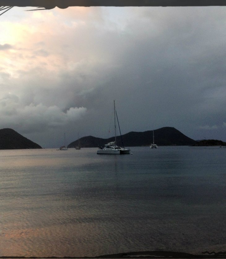 Catamaran, anchored, St Johns, USVI, sailing vacation