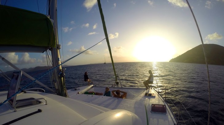 Catamaran-sunset-trampoline